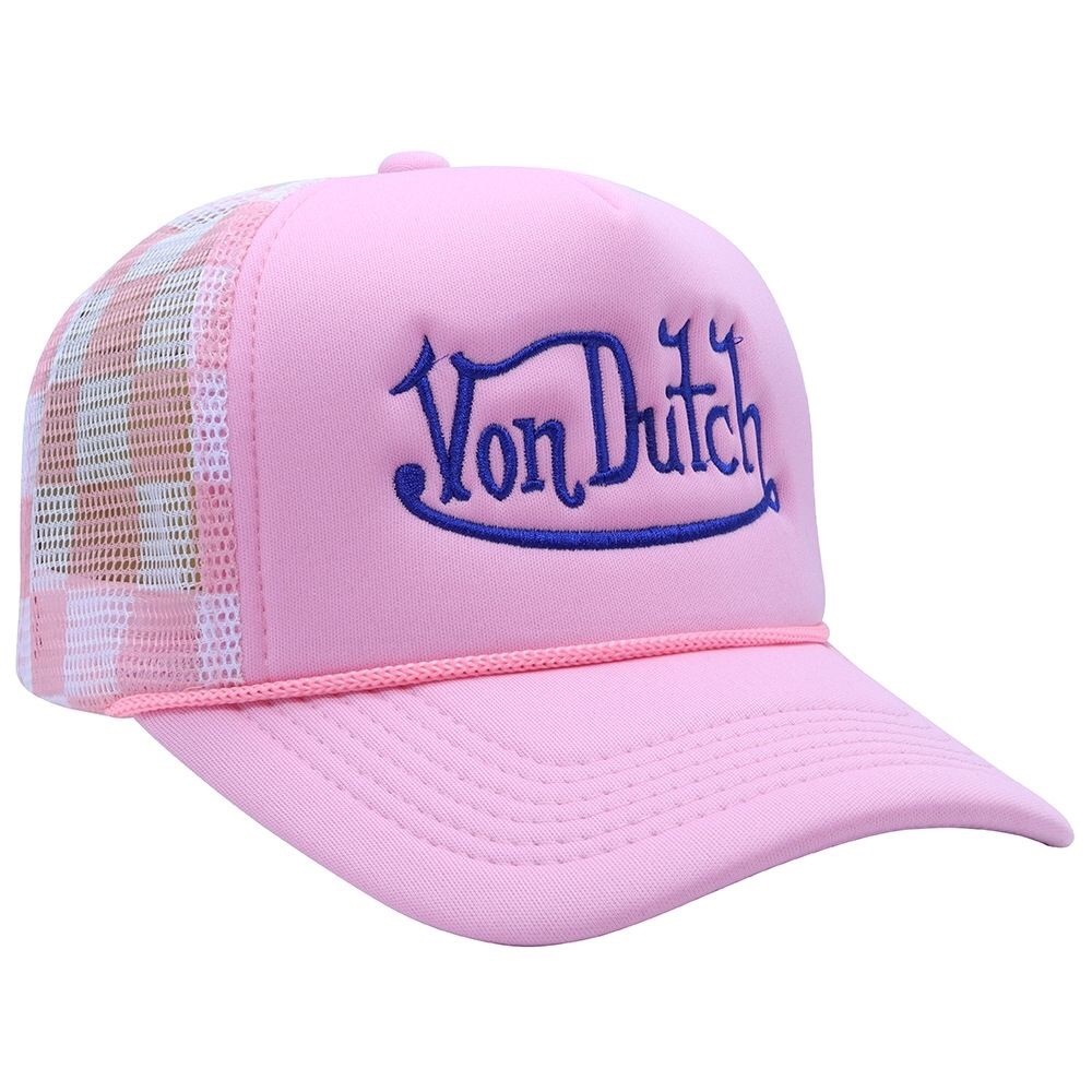 Von Dutch Pink Trucker Hat with Blue Logo